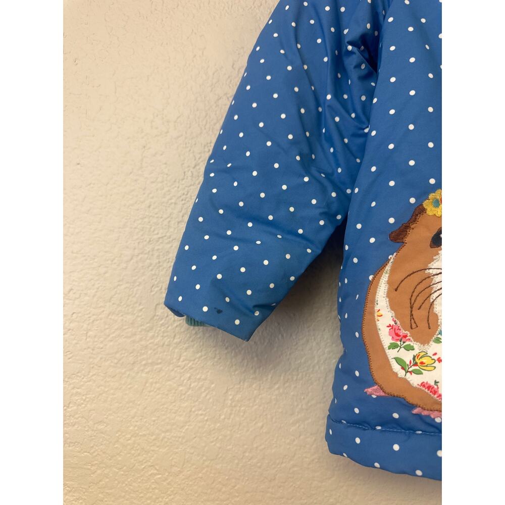 Mini Boden Sherpa Lined Anorak Polka Dot with Embroidered Guinea Pig - Picture 5 of 7